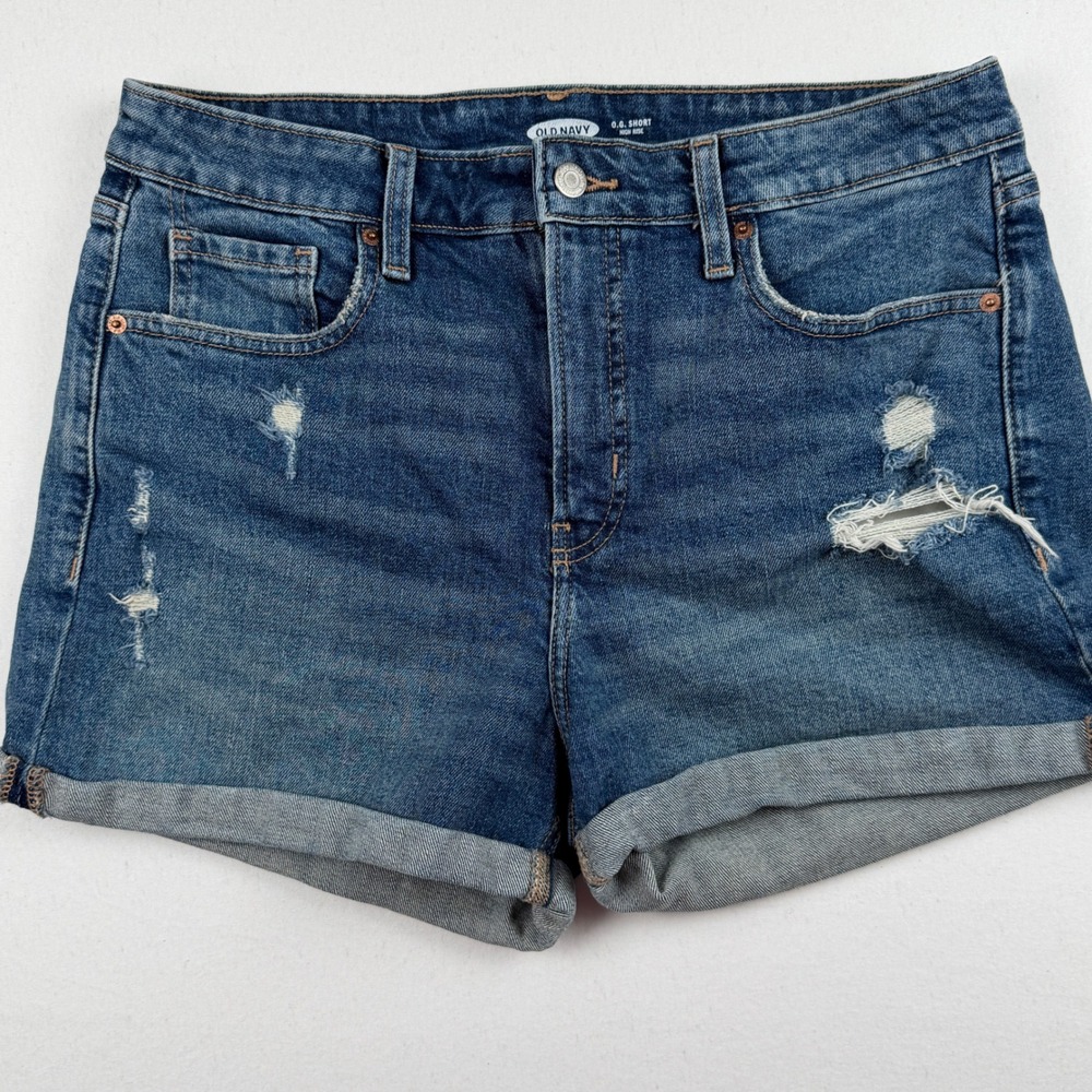 Old Navy OG Short High Rise Distressed Denim Jean Shorts Medium Wash Size 12
